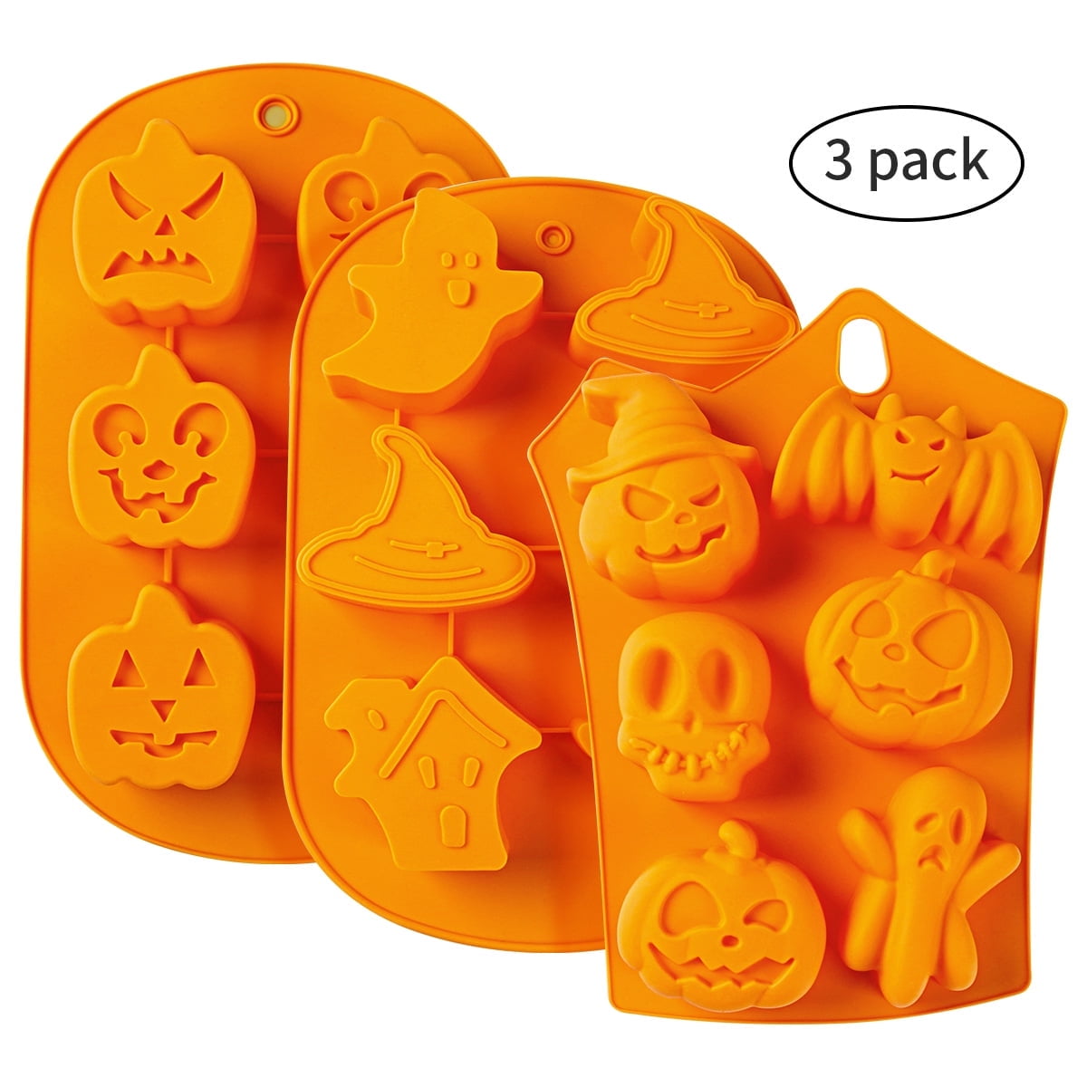 Halloween Silicone Molds Set – Pumpkin, Skull, Ghost & More For Chocolate, Candy & Soap Making – 4 Pack - View #5