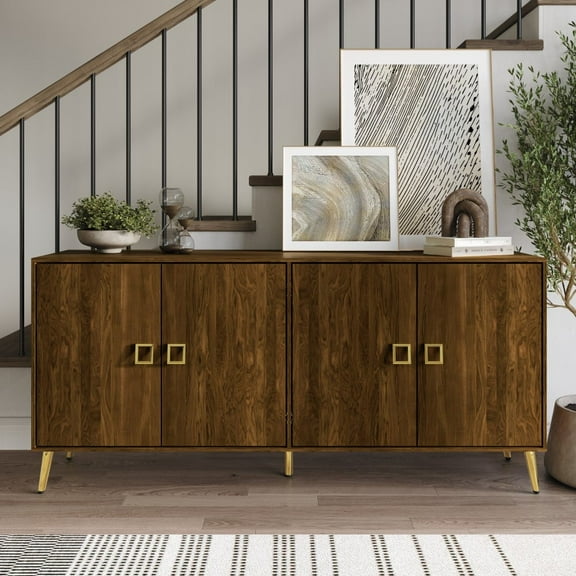 Castle Place Glam Sideboard Buffet Cabinet, Brown