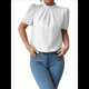 thumbnail image 2 of Camisa de Verano para Mujer, de Corta, con Volantes, Cuello Alto, Floral, , 2025, Blusas Informales, Tops S, 2 of 8