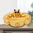 thumbnail image 3 of Estatua creativa de gato de la suerte, caja para guardar llaves, escultura Feng Shui con brazo musculoso Oro, 3 of 8