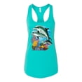 thumbnail image 2 of Pair of Dolphins Swimming in Ocean Animal Lover Ladies Racerback Tank Top, Tahiti Blue, Large, 2 of 3