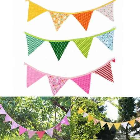 Meigar 240cm/94'' Fabric Flag Party Banner ,Handmade Pennant Bunting Birthday Wedding  Party Decor