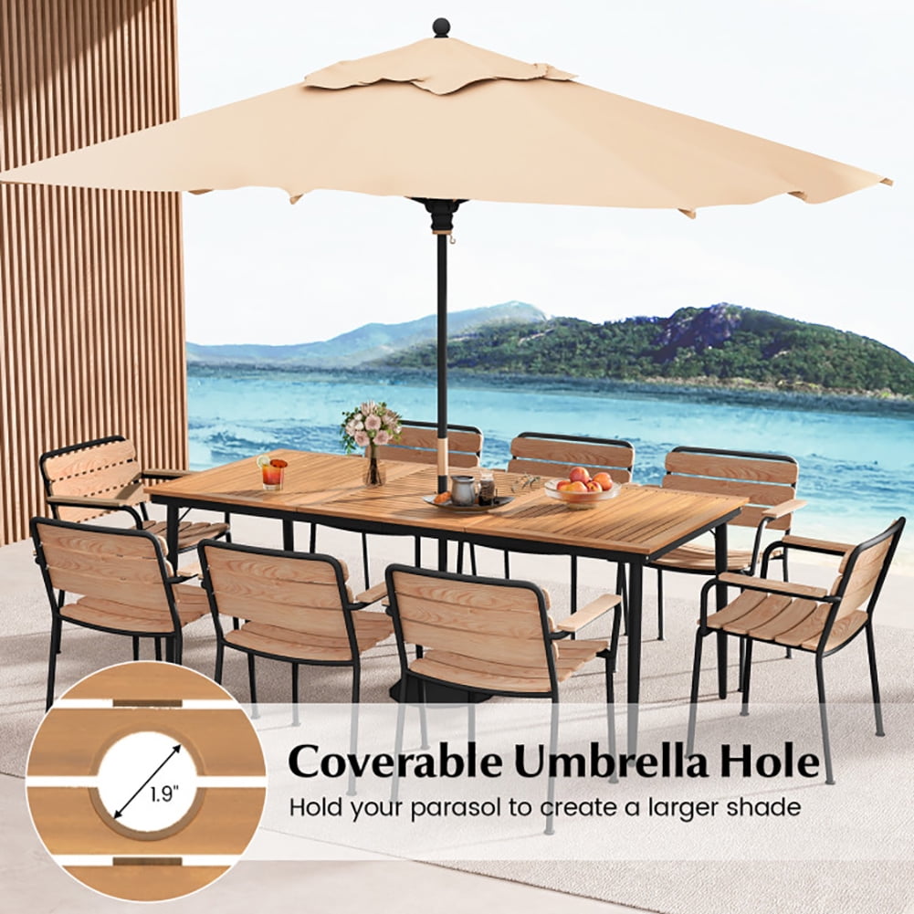 Aimee Lii 79" Acacia Wood Outdoor Dining Table for 8 with 1.9" Umbrella Hole, Outdoor Patio Furniture Aimee Lii 79" Acacia Wood Outdoor Dining Table for 8 with 1.9" Umbrella Hole, Outdoor Patio Furniture