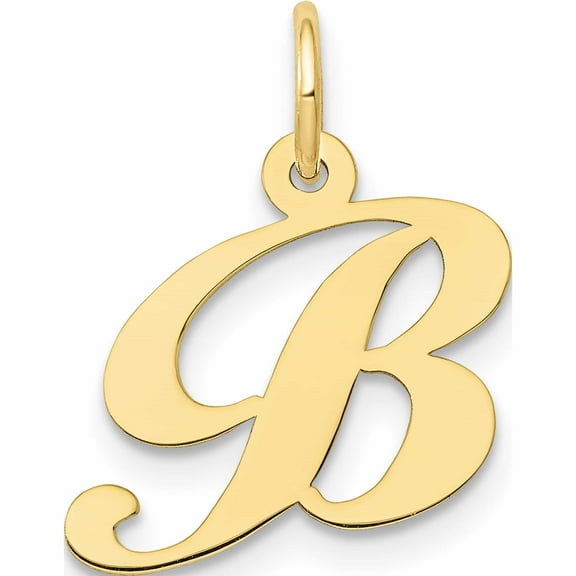 10K Yellow Gold Small Fancy Script Initial B Charm (16 X 16) Made In United States -Jewelry By Sweet Pea
