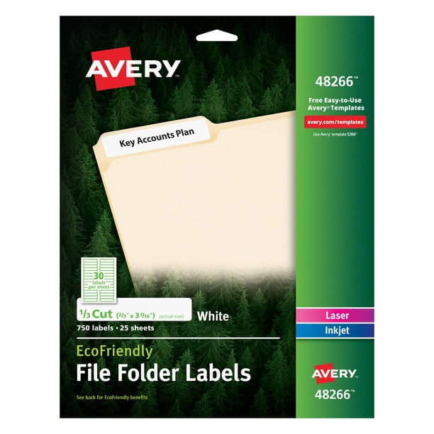 Avery EcoFriendly File Folder Labels, 2/3" x 37/16", 750 Printable