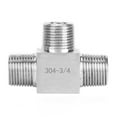 thumbnail image 1 of 3 Way Pipe Fittings 304 Stainless Steel Male Thread Pipe Connector High Pressure for Water/Gas/OilMale 3/4, 1 of 5