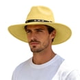 thumbnail image 5 of Timeless Fedora Hat For Everyday Leisure – Wide Brim Jazz Style With Ethnic Design Flat Unisex Fashion Headwear Cowboy Hat, Yellow, 5 of 5