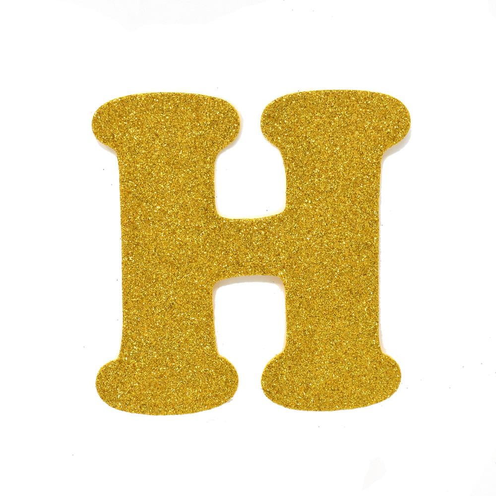 EVA Glitter Foam Letter Cut Out "H", Gold, 41/2Inch, 12Count