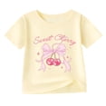 thumbnail image 2 of SGFCWSX Girls T Shirt Summer Short Sleeve Cherry Print Crew Neck Casual Soft Kids Daily Wear Tee Tops Beige Size 10, 2 of 6