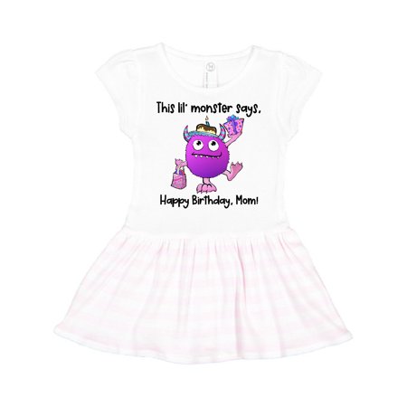 

Inktastic This Lil Monster Says Happy Birthday Mom Gift Toddler Girl Dress