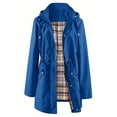 thumbnail image 4 of GEWSEY Plus Size Rain Jackets For Women Waterproof Rain Coats with Hood Lightweight Windbreaker Outdoor Trench Coat (Blue, XXL), 4 of 9