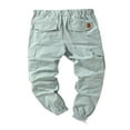 thumbnail image 2 of Men Solid Color Cargo Trousers  Loose Fit Drawstring Waist Long Pants, 2 of 5