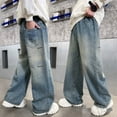 thumbnail image 2 of XIYON Boys Baggy Jeans Casual Pants Autumn Loose Fit Denim Comfortable Trousers For Kids Youth Wide Leg Long Pants Streetwear 7-8 Years, 2 of 6