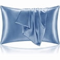 thumbnail image 1 of Chenchen Satin Pillowcase for Hair and Skin, Super Soft and Cooling Similar to Silk Pillow Cases 2 Pack with Envelope Closure, Gift for Women Men(20"x26" Standard Size, Airy Blue), 1 of 1