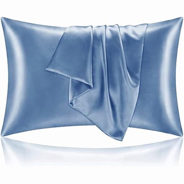 Chenchen Satin Pillowcase for Hair and Skin, Super Soft and Cooling Similar to Silk Pillow Cases 2 Pack with Envelope Closure, Gift for Women Men(20"x26" Standard Size, Airy Blue)