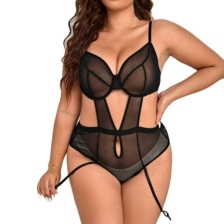 

Women s Mesh Sheer Sleeveless Bodycon Teddy Bodysuit Lingerie
