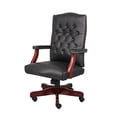 thumbnail image 1 of Boss Office Products Fauteuil de Direction Classique Caressoft avec Finition Acajou en Noir, 1 of 5