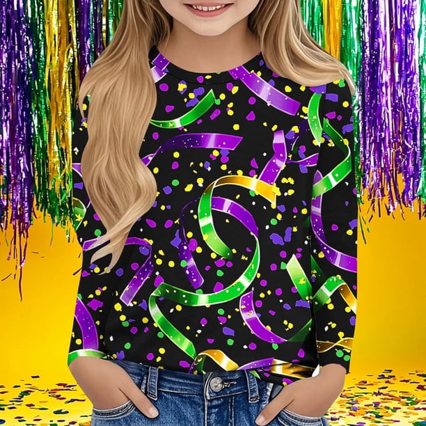 Blusas y camisas de manga larga con cuello redondo Camisas con estampados de manga larga Cuello redondo lindo Blusas casuales elegantes Ropa Camisas de cuello redondo Niña Top de poliéster
