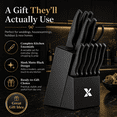 thumbnail image 5 of Xanapon 13-Piece Knife Set for Kitchen, Built-in Sharpener Block, German Stainless Steel, Dishwasher Safe, Black, 5 of 7