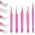 thumbnail image 2 of Set de 5 pinzas para extensiones de pestañas con punta de fibra HADIZ, acero japonés, 2 of 6