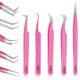 thumbnail image 2 of Set de 5 pinzas para extensiones de pestañas con punta de fibra HADIZ, acero japonés, 2 of 6