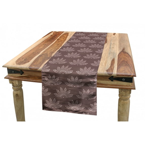 Floral Table Runner, Pattern of Lotus Flower Inspired Oriental Curlicue Motifs in Pastel Tones, Dining Room Kitchen Rectangular Runner, 3 Sizes, by Ambesonne