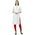 thumbnail image 4 of Phagun Kurti en Coton Uni Tunique Designer Col Mandarin Kurta Ethnique Décontractée Blouse, 4 of 7
