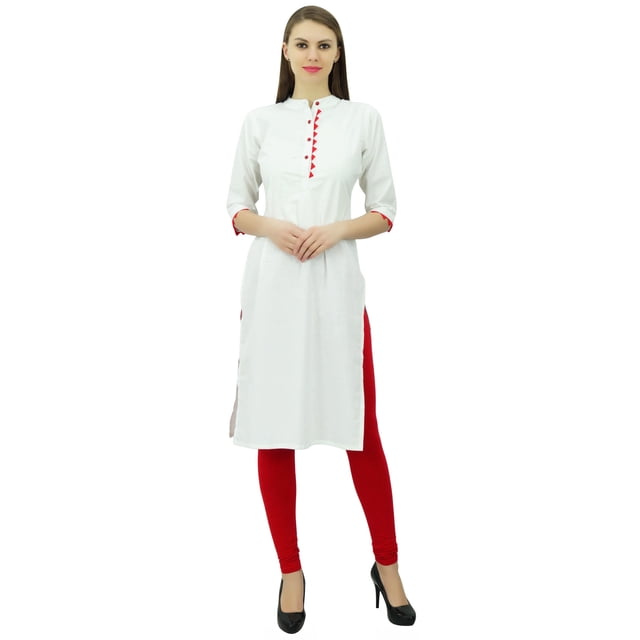 Phagun Kurti Uni en Coton Tunique de Designer Col Mandarin Kurta Ethnique Décontractée Blouse