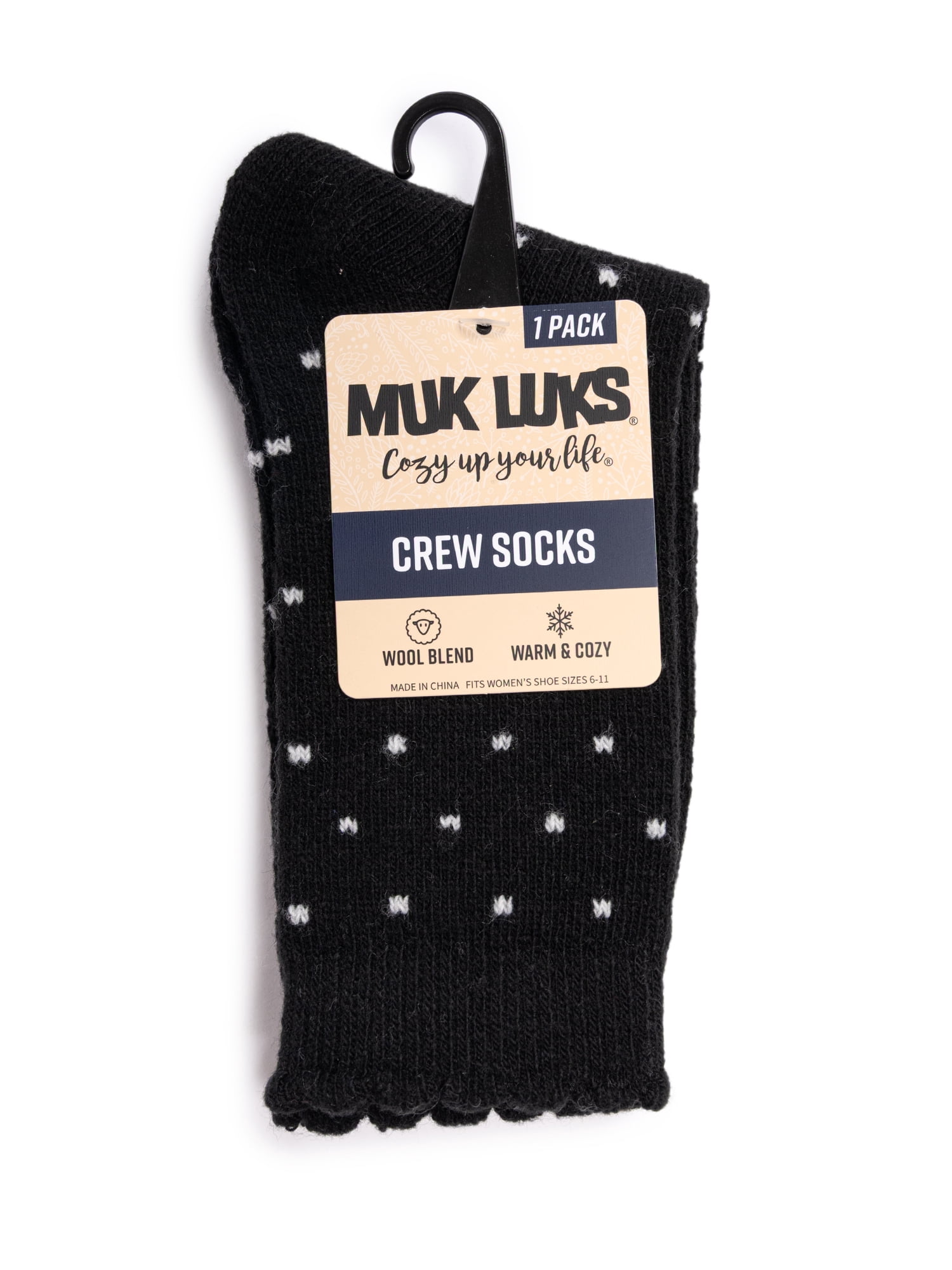 MUK LUKS Women's Wool Blend Crew Sock, 1-Pack, OSFM