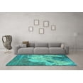thumbnail image 3 of Ahgly Company Machine Washable Indoor Square Oriental Turquoise Blue Industrial Area Rugs, 6' Square, 3 of 4