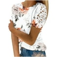 thumbnail image 2 of ITSAME Blouse for Womens, Elegant Shirt Lace Short Sleeve Round Neck Summer Casual Fashion T-Shirt White M, 2 of 7