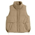 thumbnail image 4 of Inleife Womens Outerwear Vests Womens Solid Color Sleeveless And Checkered Short Sleeveless Cotton Jacket, 4 of 4