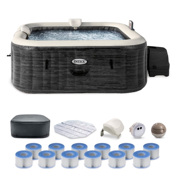 Intex PureSpa Plus Greystone Hot Tub, 94x28", w/ Filter Cartridge (12 Pack)