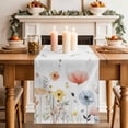 thumbnail image 2 of Table Runner 70 Inches Long for Kitchen Dining, Spring Wildflowers Dresser Scarf Farmhouse, Dining Table Decorations for Wedding/Parties, Watercolor Rustic Flowers Floral Leaves 13 x 70 In, 2 of 8