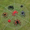 thumbnail image 3 of Halloween Large Spider Web Decoration, Round Spider Webs, Scary Haunted House Outdoor Wall Decor for Halloween Party Hanging Decorations White 59in, 3 of 7
