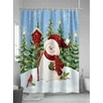 thumbnail image 5 of Christmas Snowman Shower Curtain Set ，Waterproof Fabric Shower Curtains Xmas Tree Forest Snowflake Winter Blue Shower Curtains for Bathroom,Bathroom Decor 72"x96", 5 of 6
