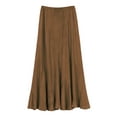 thumbnail image 1 of Urban CoCo Vintage Elastic Waist A-Line Midi Skirt (Brown, XL), 1 of 7