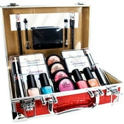 Bon Voyage Red Croc Train Case and 22-Piece Makeup Kit