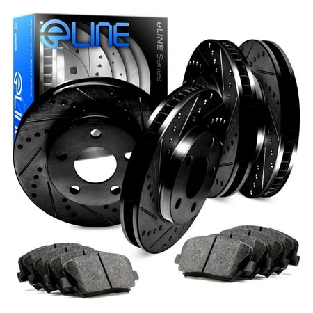 [COMPLETE KIT] Black Drilled Slotted Brake Rotors & Ceramic Pads CBC.6608002
