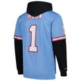 thumbnail image 3 of Men's Mitchell & Ness Warren Moon Light Blue Houston Oilers Player Name & Number Hoodie Legacy Jersey, 3 of 7