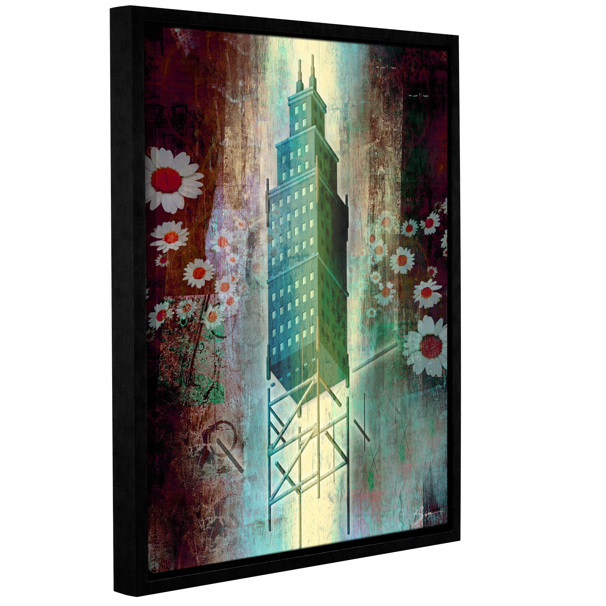 ArtWall Greg Simanson "Spring Time in the City" Gallery-Wrapped Floater-Framed Canvas