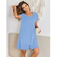 thumbnail image 4 of Ekouaer Women Zipper Front House Coat Short Sleeves Robe Zip Up Bathrobes Short Nightgown with Pockets, 4 of 6