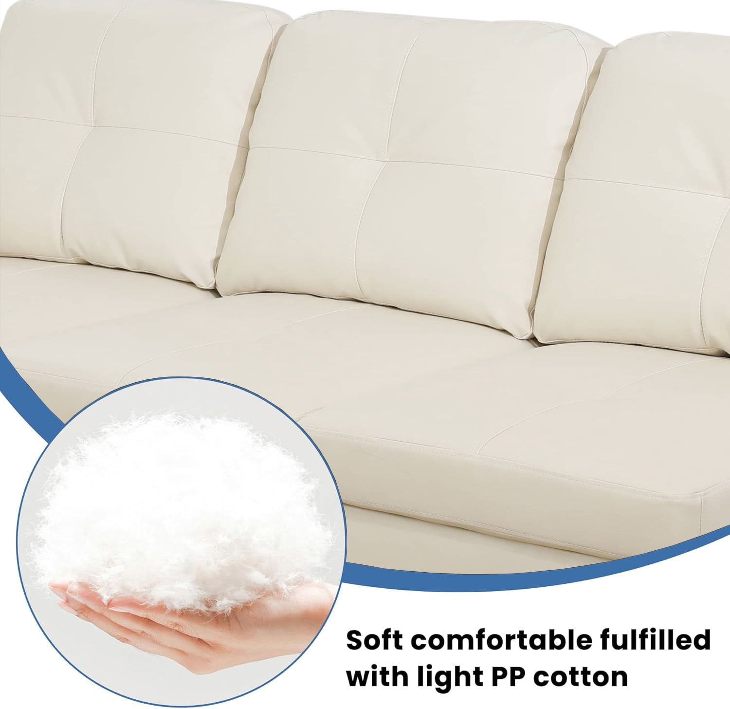 Sectional Couch for Living Room Furniture Sets, Faux Leather L Shape Living Room Sofa with Chaise 2 Piece Using for Apartment, Office, Bedrooms, White (Facing Left Chaise)
