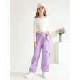 thumbnail image 5 of GYRATEDREAM Cargo Pants for Girls Baggy Y2K Parachute Pants with Pockets Elastic Waist Kids Wide Leg Casual Streetwear 7-14T, 5 of 8