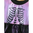 thumbnail image 5 of Franhais Toddler Girls Halloween Patchwork Dress Long Sleeve Skeleton Print Irregular Tulle Hem Dress, 5 of 9