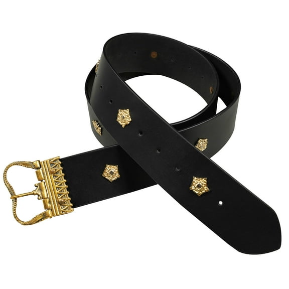 Mythrojan Medieval Leather Belt with Brass Buckle for Costume Accessories