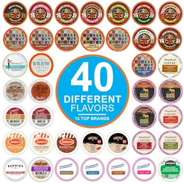 Crazy Cups Flavored Coffee Pods Variety Pack for Keurig K Cups Brewers, Assorted Flavored Coffee Sampler, 40 Count