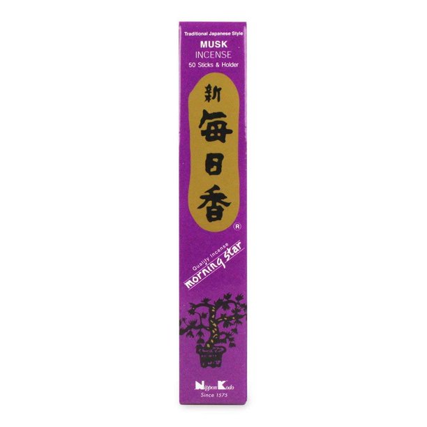 Nippon Kodo Morning Star Incense with Holder, 50 Sticks Musk (183