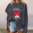 thumbnail image 2 of Gibobby Jersey de forro polar Sudadera con estampado navideño para mujer, Top de manga larga, sudadera informal con cuello Rojoondo para otoño e invierno (Gris, S), 2 of 4