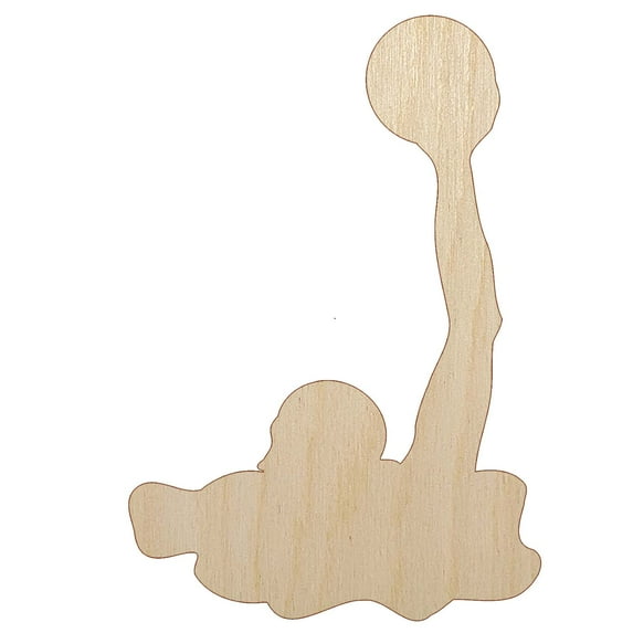 Water Polo Solid Wood Shape Unfinished Piece Cutout Craft DIY Projects - 4.70 Inch Size - 1/4 Inch Thick